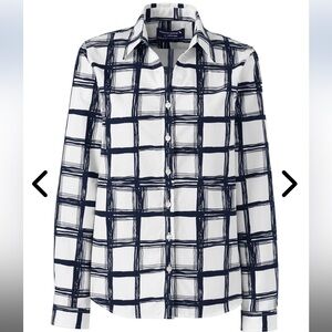 American Airlines Women's Petite Long Sleeve Crosshatch Blouse